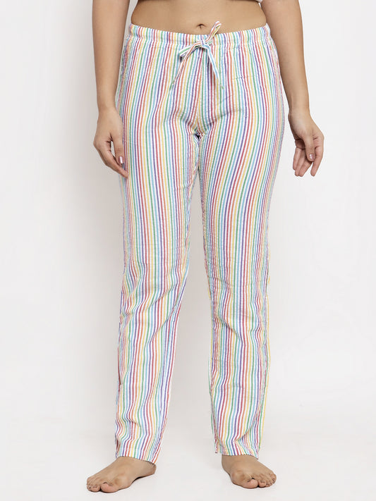 Wolfpack Women Multicolor Striped Night Pants Wolfpack