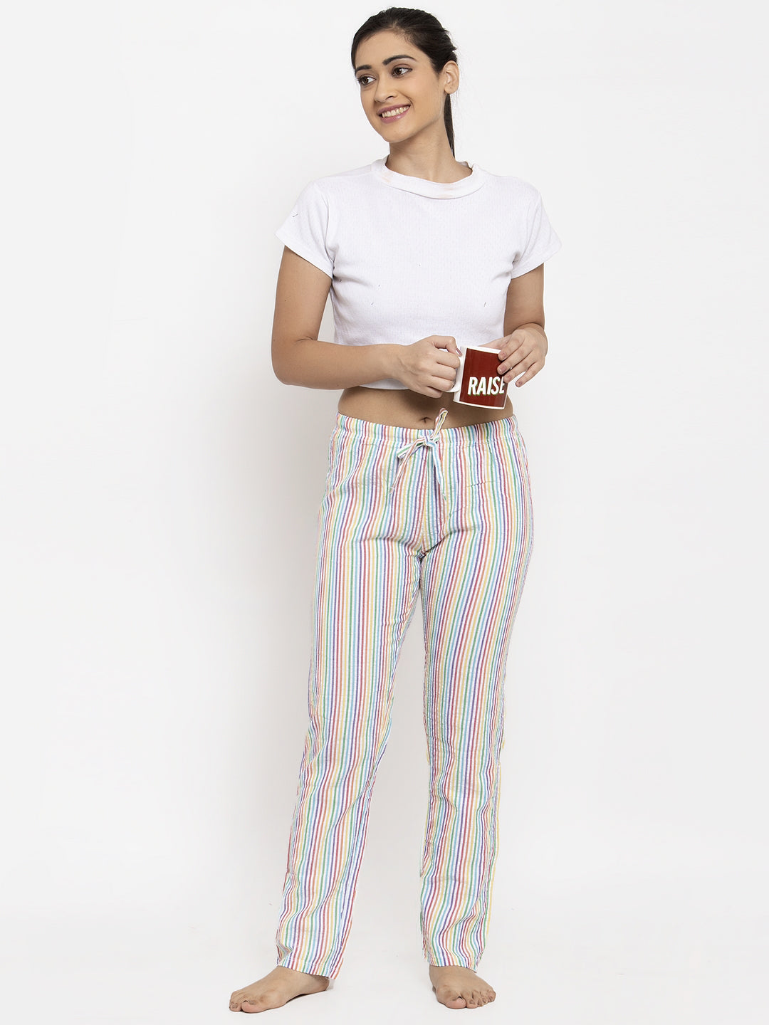 Wolfpack Women Multicolor Striped Night Pants Wolfpack