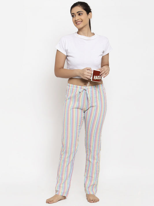 Wolfpack Women Multicolor Striped Night Pants Wolfpack