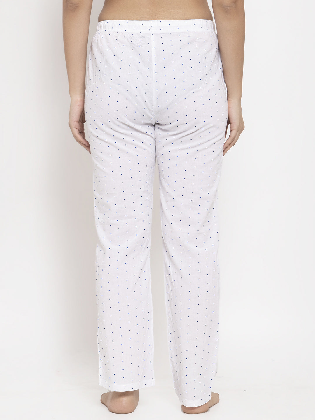 Wolfpack Women White Polka Dot Printed Night Pants Wolfpack