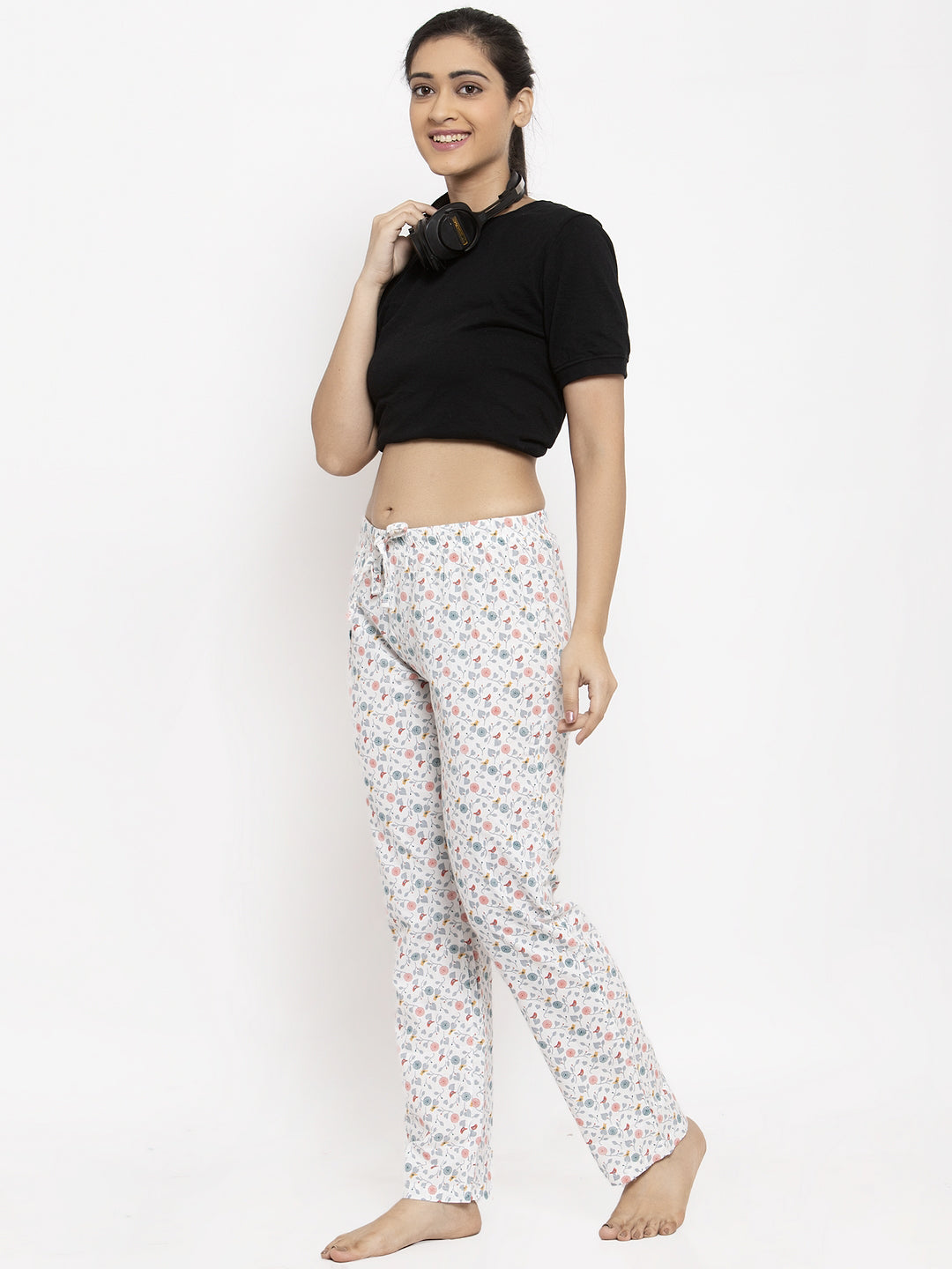Wolfpack Women White Printed Night Pants Wolfpack