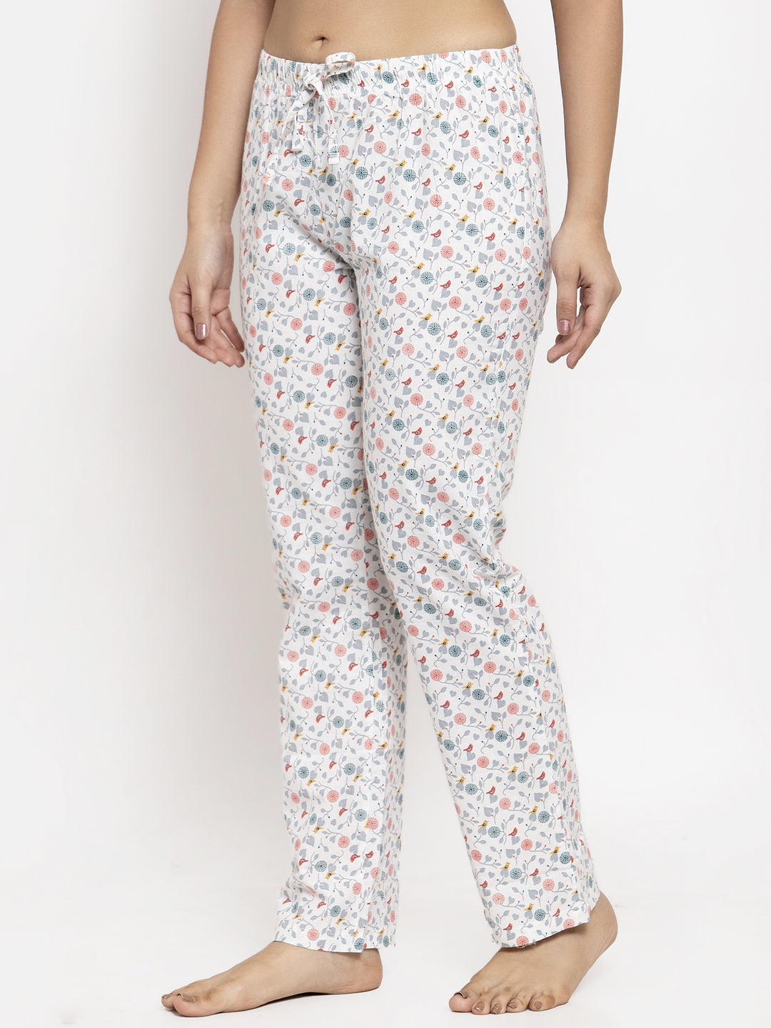 Wolfpack Women White Printed Night Pants Wolfpack
