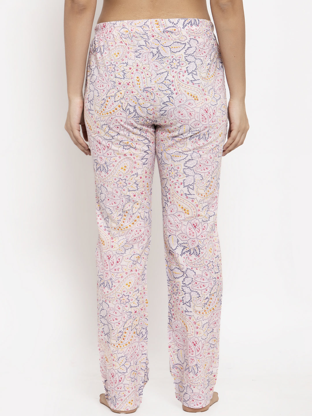 Wolfpack Women White Floral Printed Night Pants Wolfpack