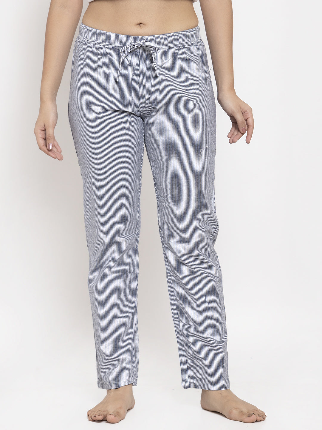 Wolfpack Women Blue and White Striped Night Pants Wolfpack