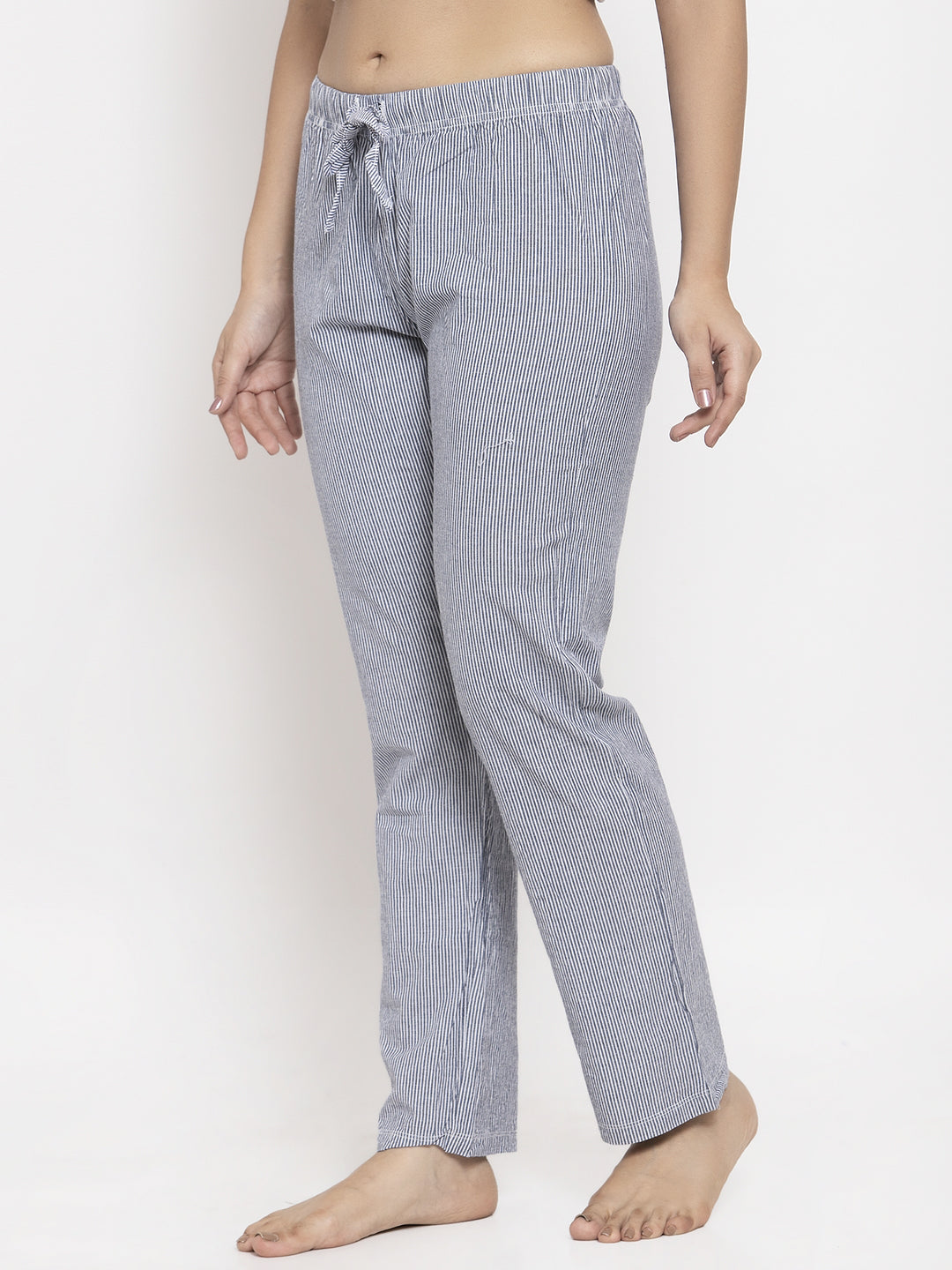 Wolfpack Women Blue and White Striped Night Pants Wolfpack