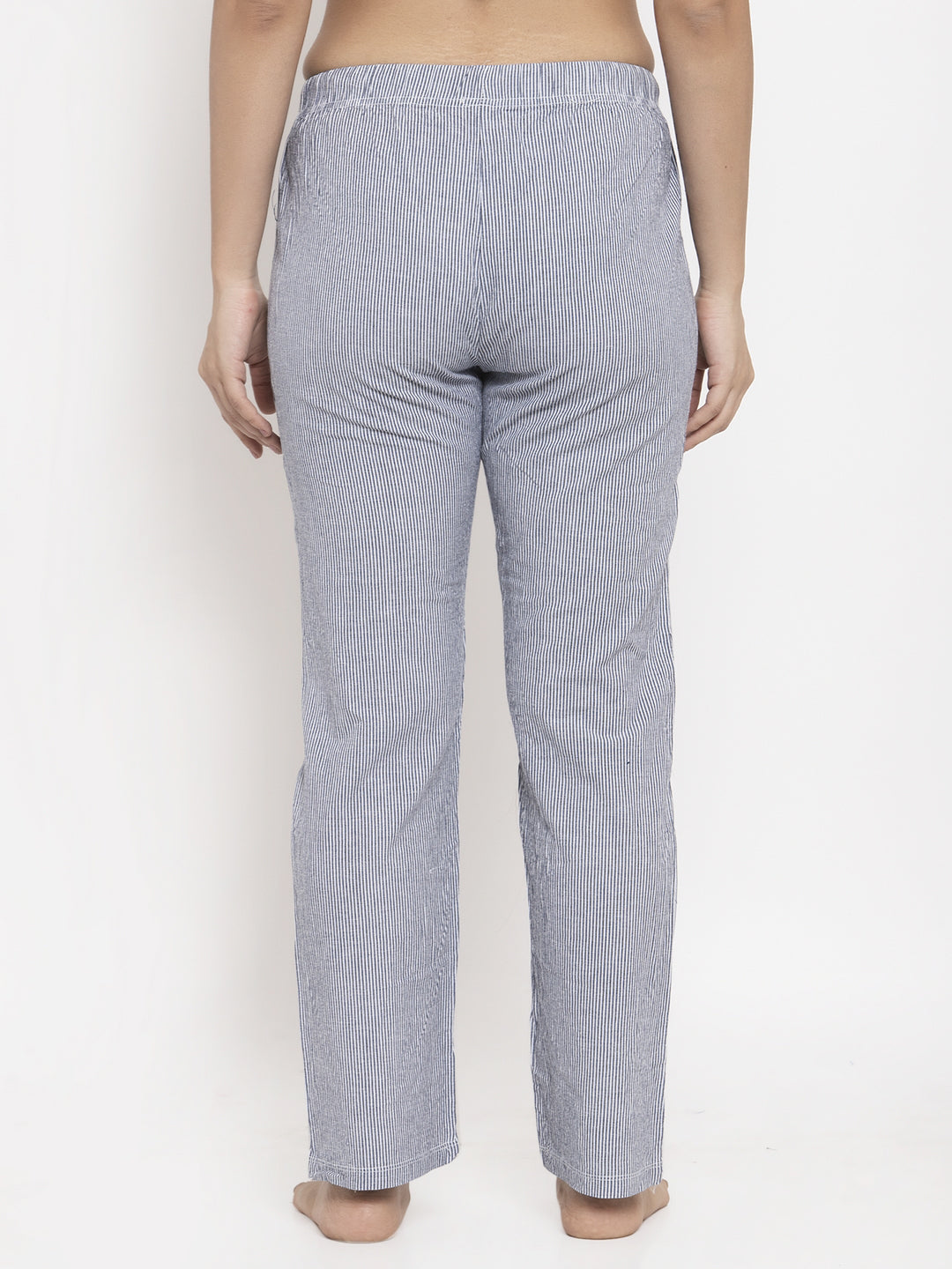 Wolfpack Women Blue and White Striped Night Pants Wolfpack