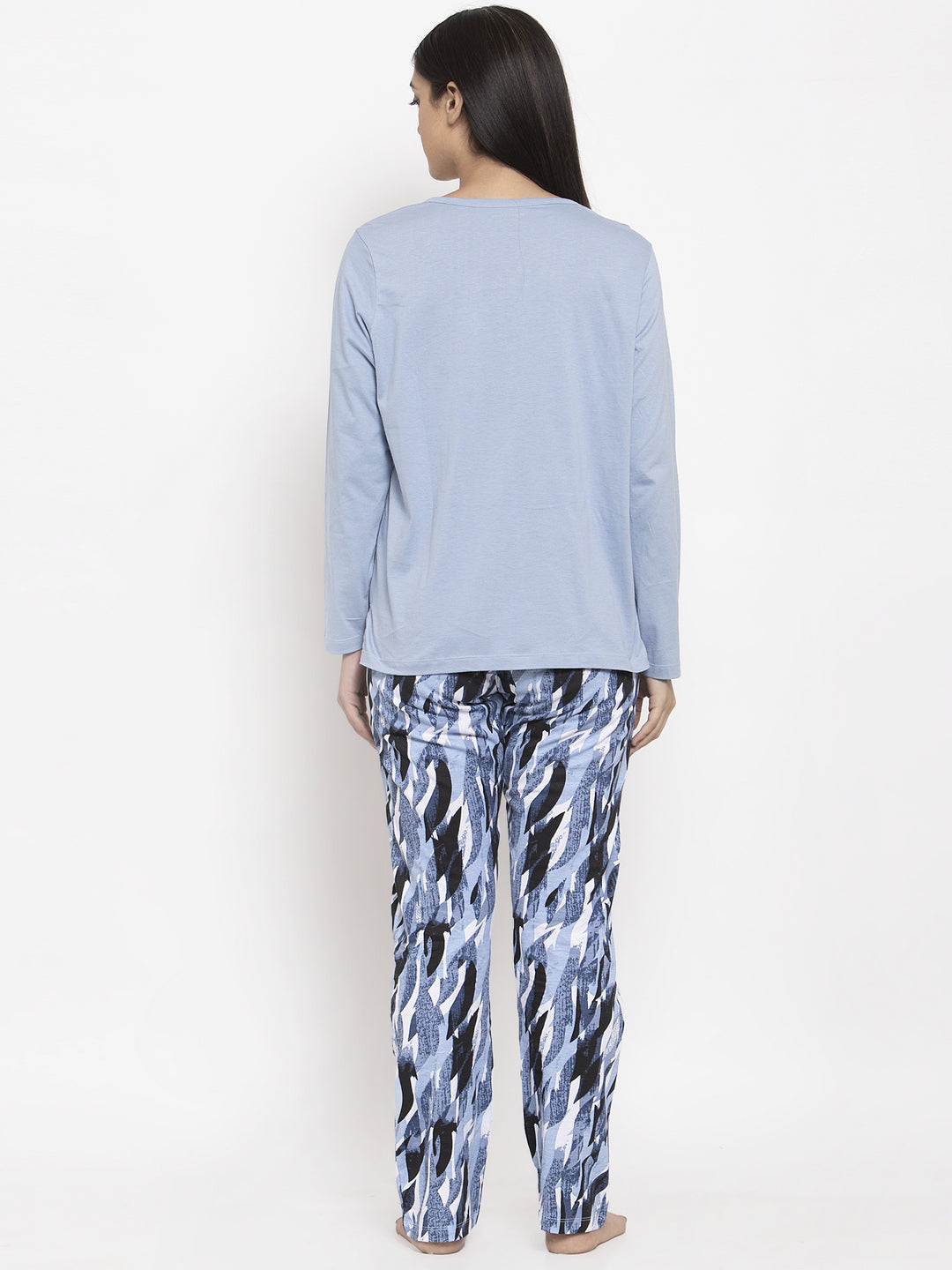 Wolfpack Women Light Blue Printed Night Suit Wolfpack