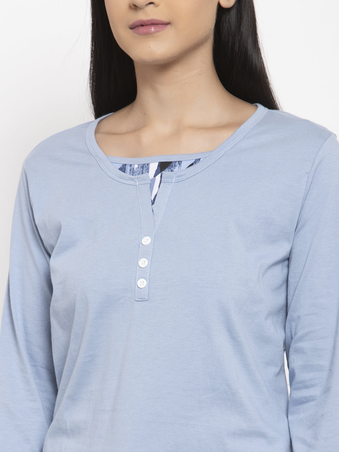 Wolfpack Women Light Blue Printed Night Suit Wolfpack