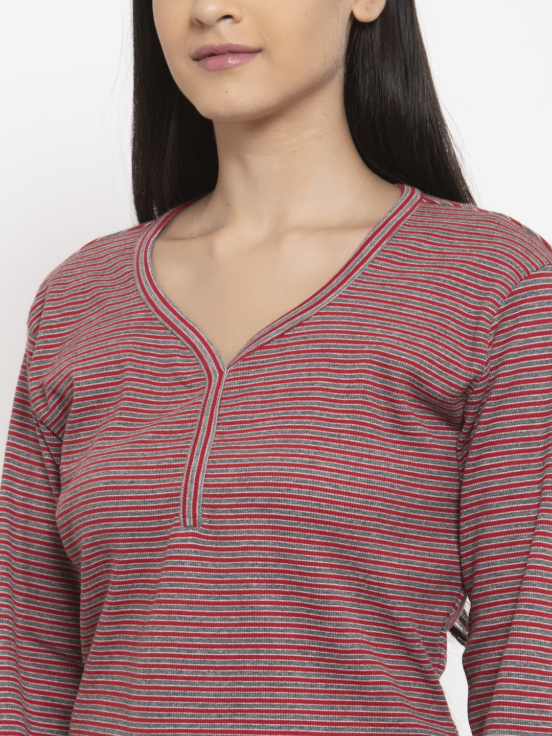 Wolfpack Women Grey Red Printed Night Suit Wolfpack
