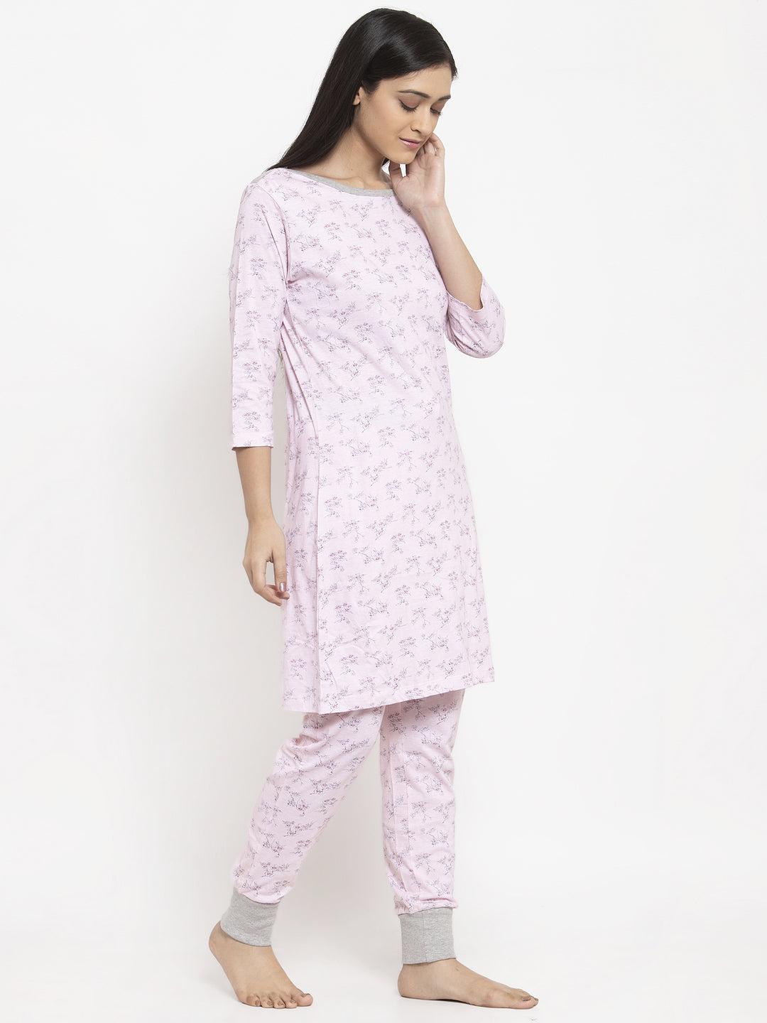 Wolfpack Women Pink Printed Night Suit Wolfpack