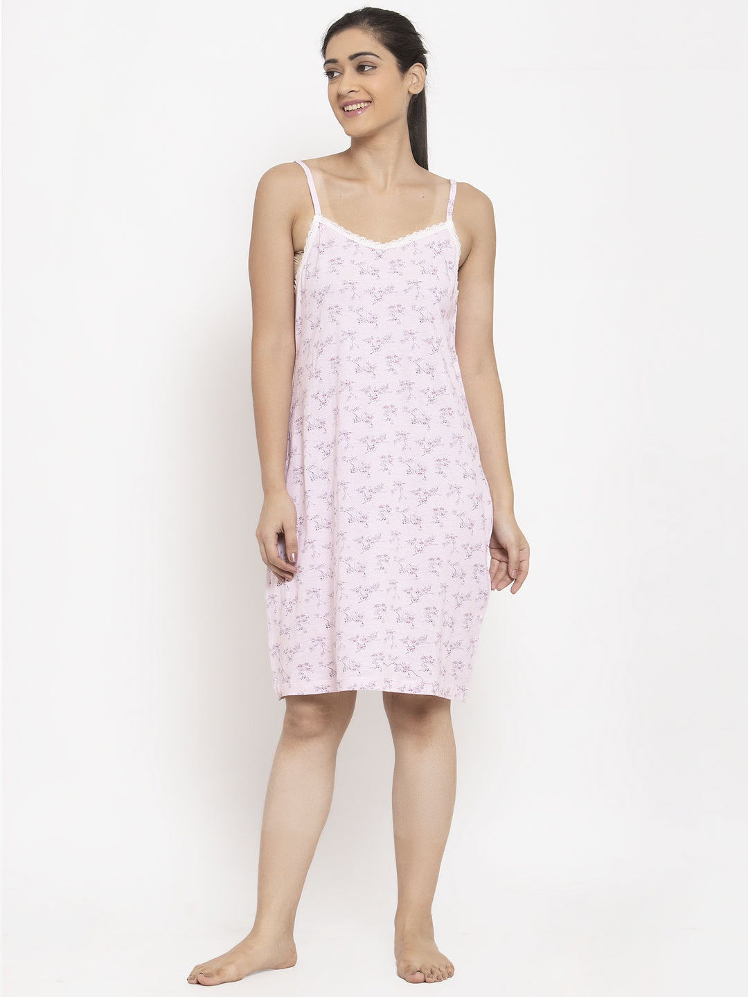Wolfpack Women Sleeveless Pink Nightdress Wolfpack