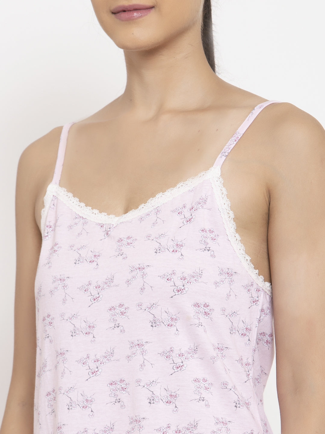 Wolfpack Women Sleeveless Pink Nightdress Wolfpack
