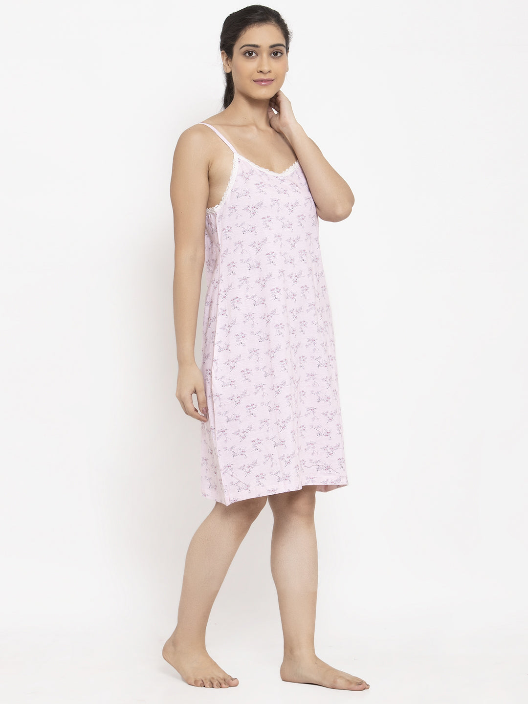 Wolfpack Women Sleeveless Pink Nightdress Wolfpack