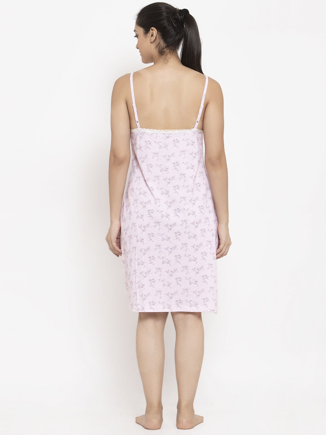 Wolfpack Women Sleeveless Pink Nightdress Wolfpack
