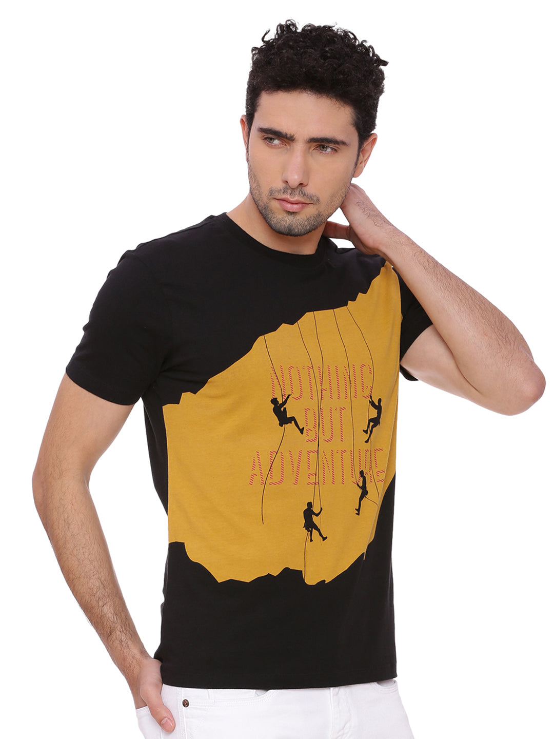 Wolfpack Men Black Printed T-Shirt Wolfpack