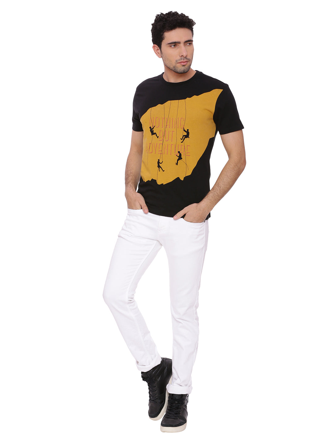 Wolfpack Men Black Printed T-Shirt Wolfpack
