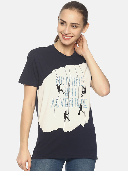 Wolfpack Women Marine Navy Printed T-Shirt Wolfpack
