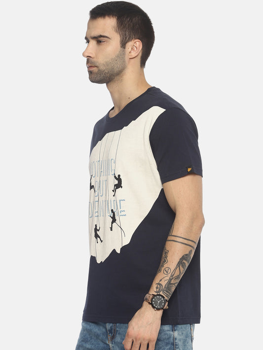 Wolfpack Men Marine Navy Printed T-Shirt Wolfpack