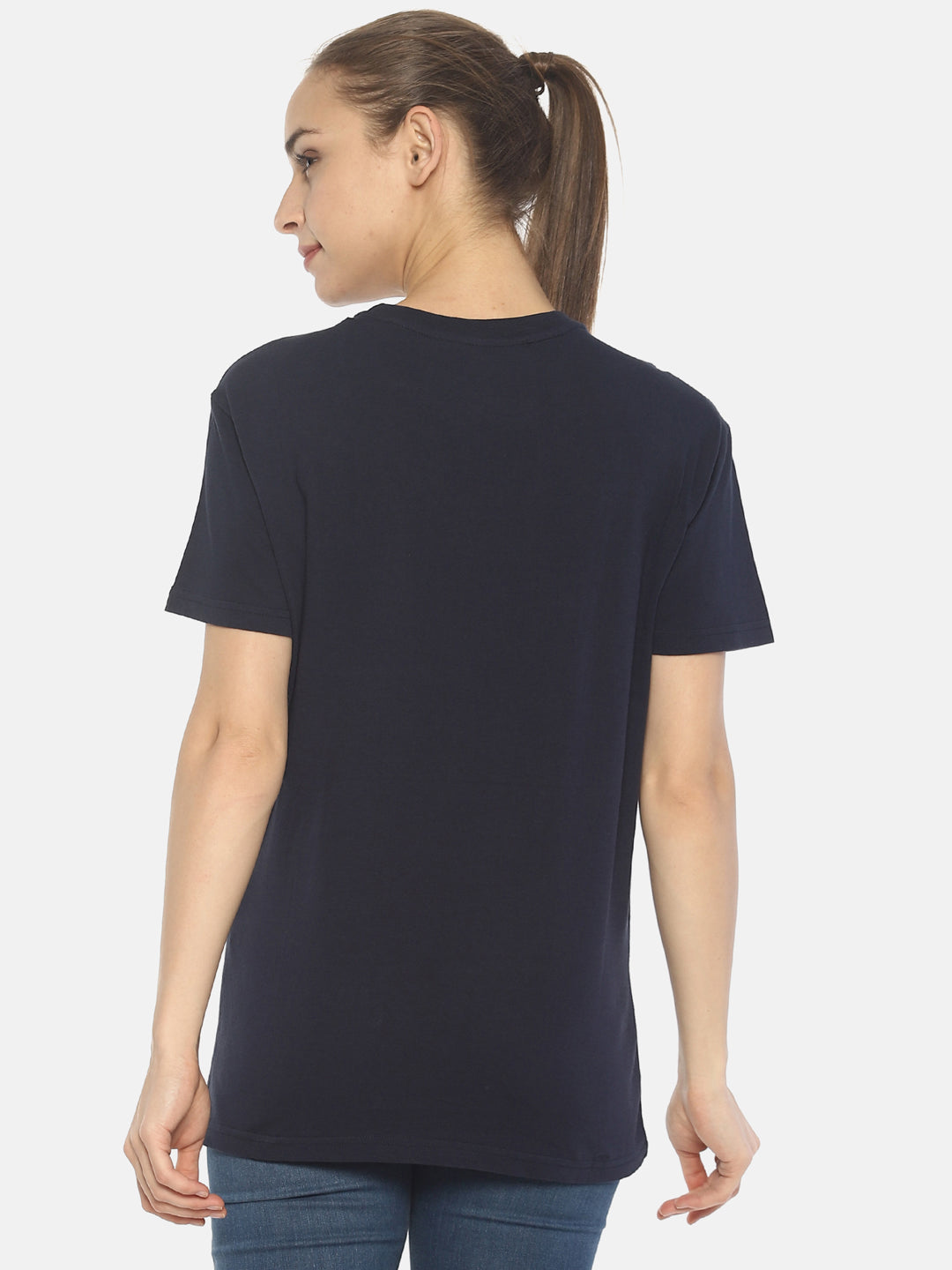 Wolfpack Women Marine Navy Printed T-Shirt Wolfpack