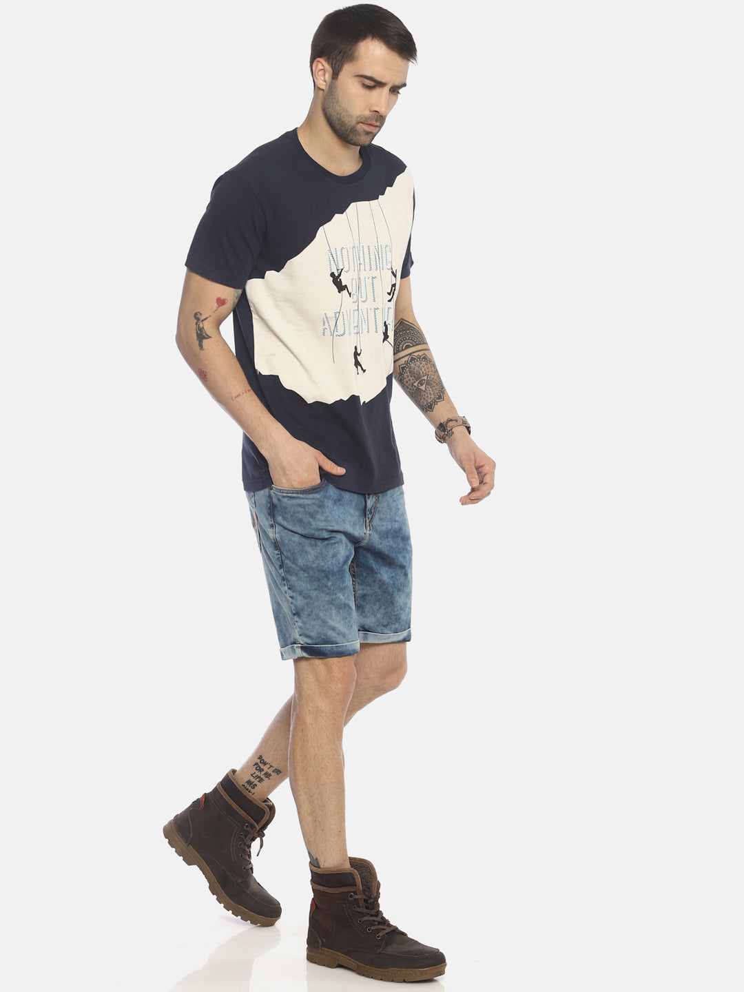 Wolfpack Men Marine Navy Printed T-Shirt Wolfpack