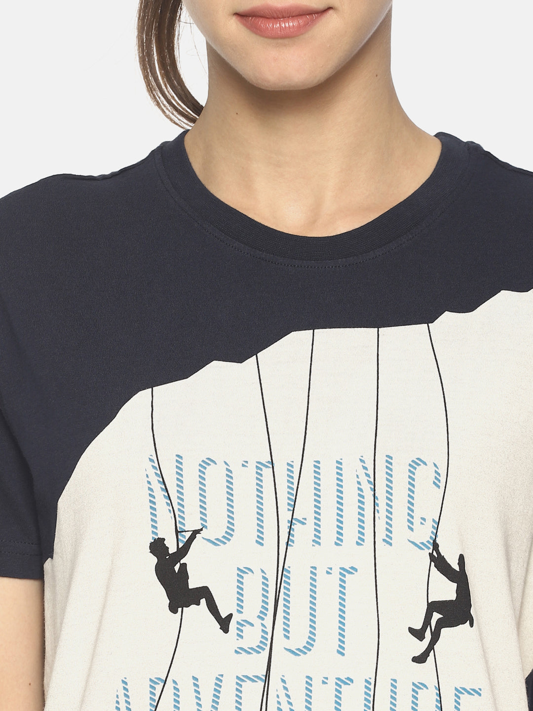 Wolfpack Women Marine Navy Printed T-Shirt Wolfpack