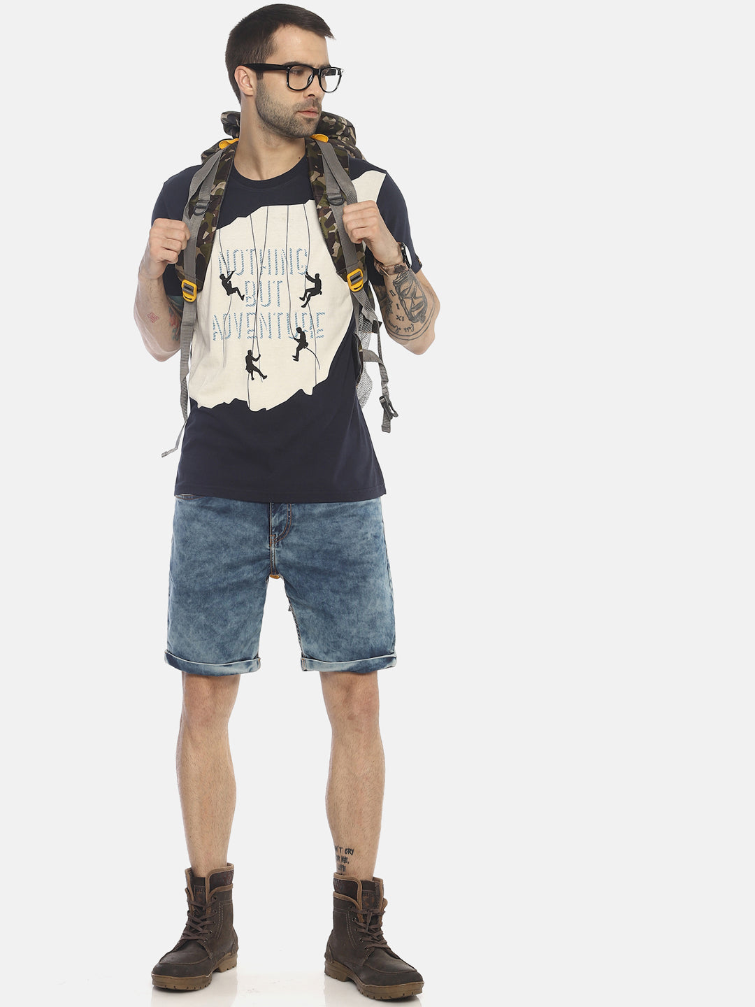 Wolfpack Men Marine Navy Printed T-Shirt Wolfpack