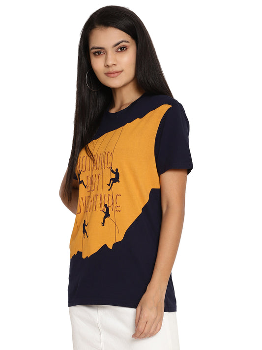 Wolfpack Women Navy Blue Printed T-Shirt