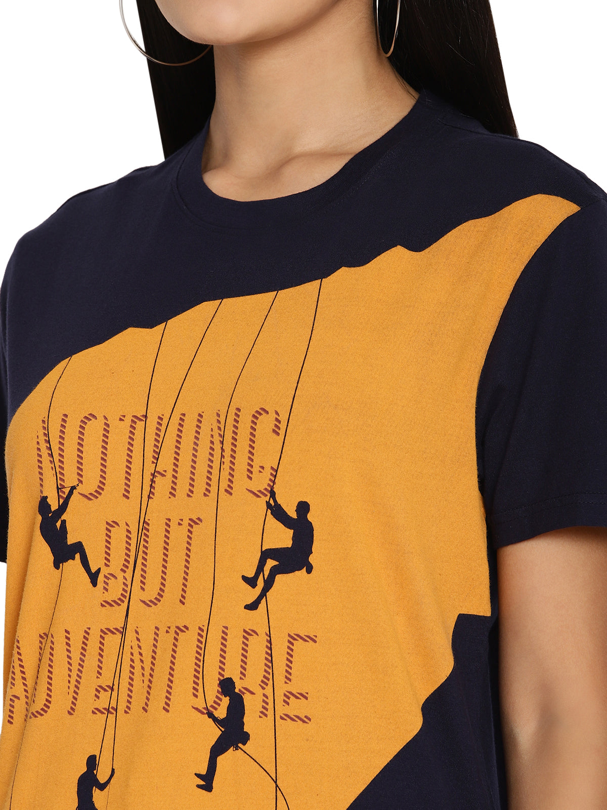 Wolfpack Women Navy Blue Printed T-Shirt