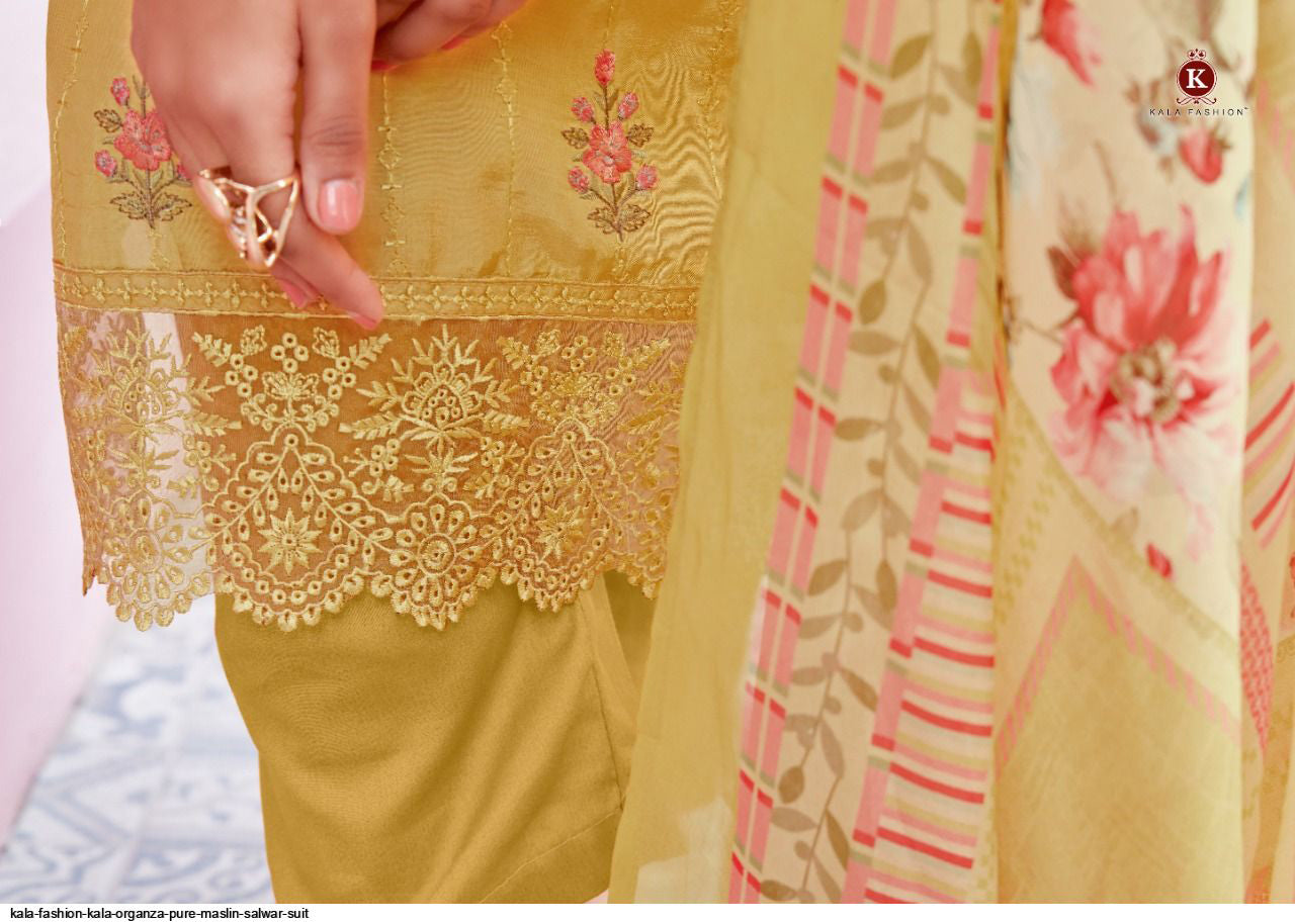 KALA ORGANZA PURE MASLIN UNSTITCHED SALWAR SUIT Diti