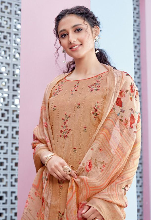 KALA ORGANZA BURNING SAND PURE MASLIN UNSTITCHED SALWAR SUIT Diti