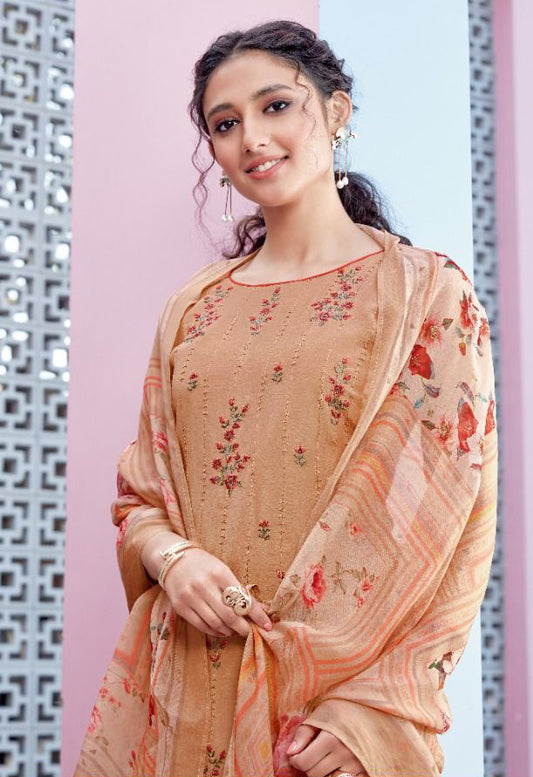 KALA ORGANZA BURNING SAND PURE MASLIN UNSTITCHED SALWAR SUIT Diti