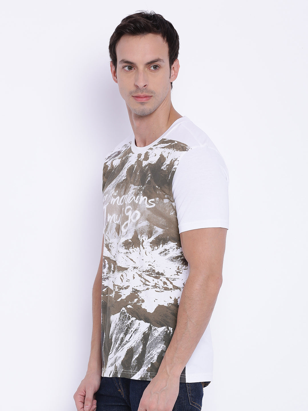 Wolfpack Men White Polyester Printed T-Shirt Wolfpack