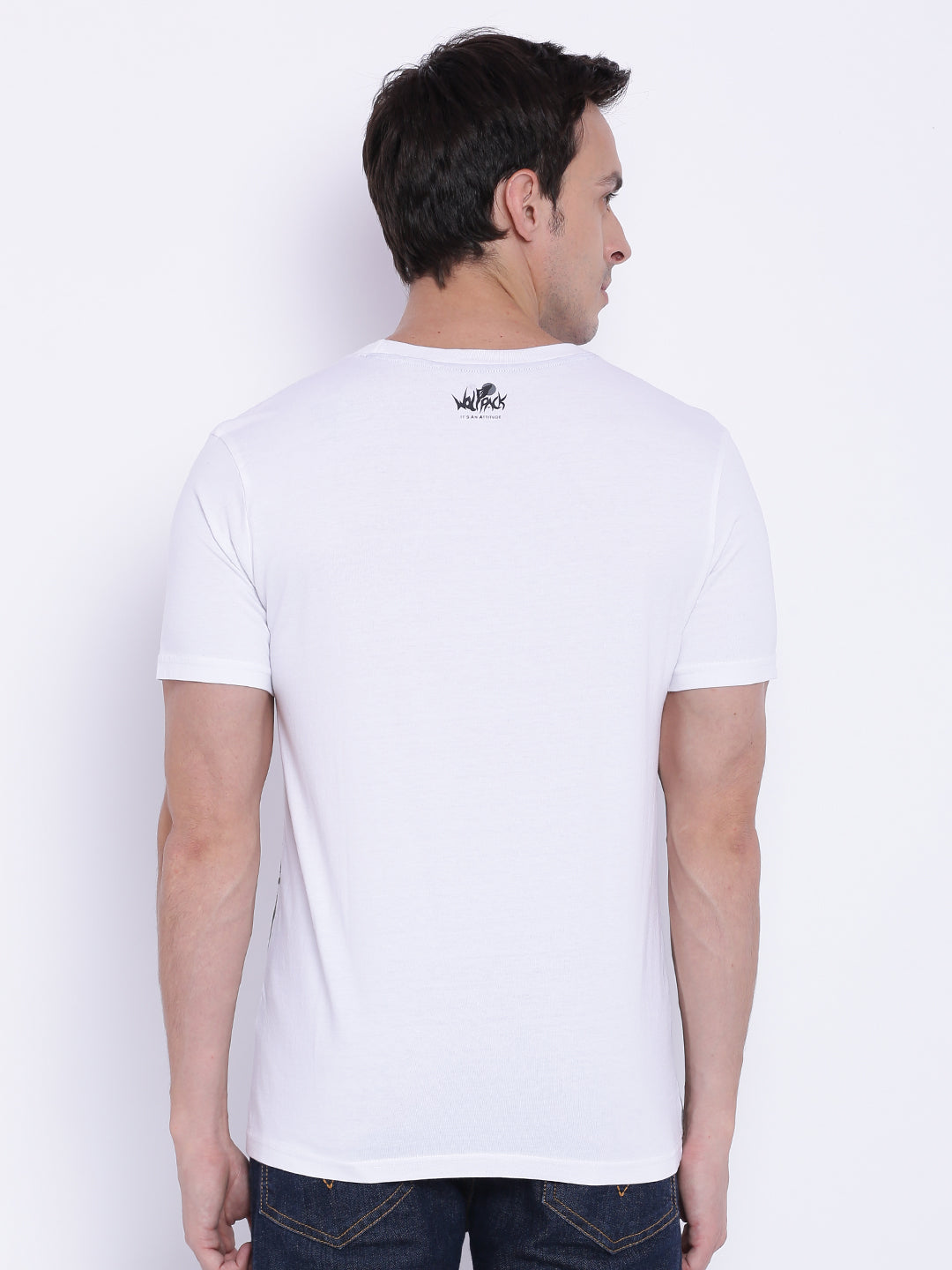 Wolfpack Men White Polyester Printed T-Shirt Wolfpack