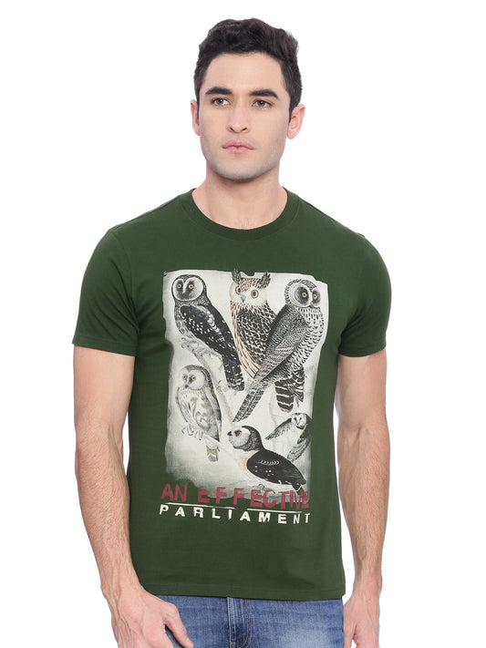 Wolfpack Men Army Green Printed T-Shirt Wolfpack