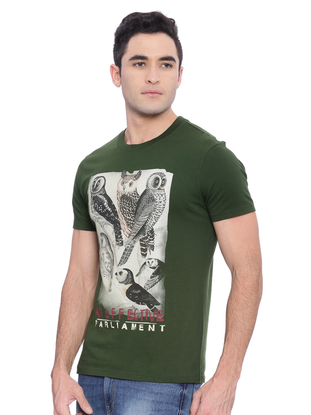 Wolfpack Men Army Green Printed T-Shirt Wolfpack