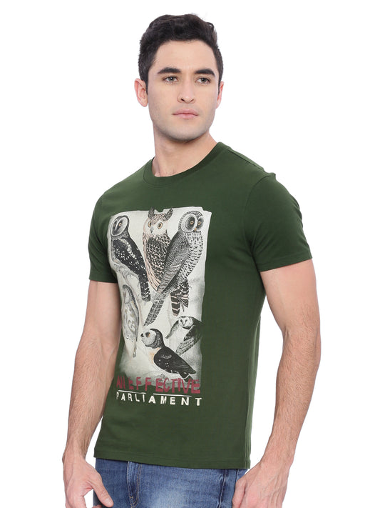 Wolfpack Men Army Green Printed T-Shirt Wolfpack
