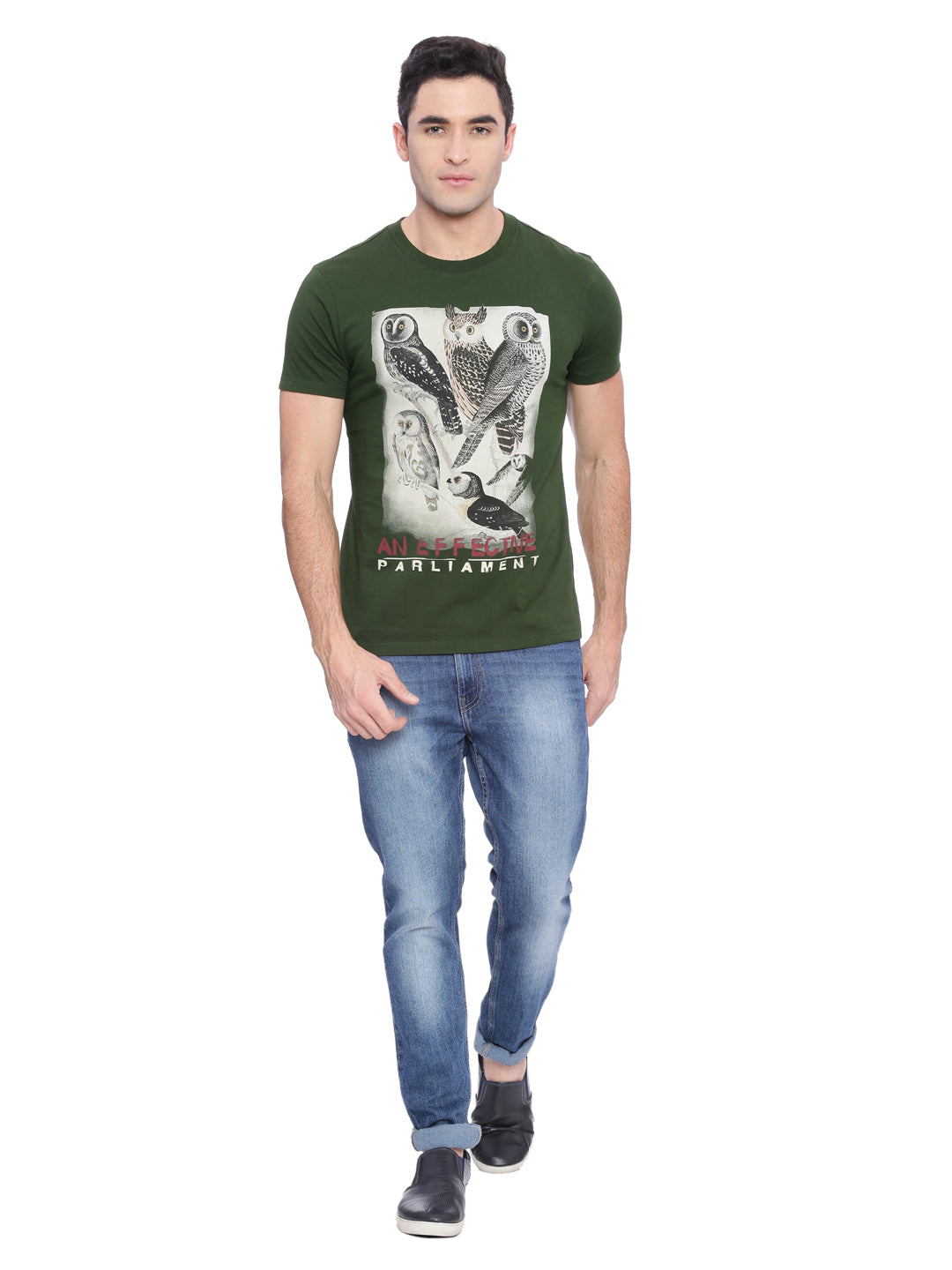 Wolfpack Men Army Green Printed T-Shirt Wolfpack