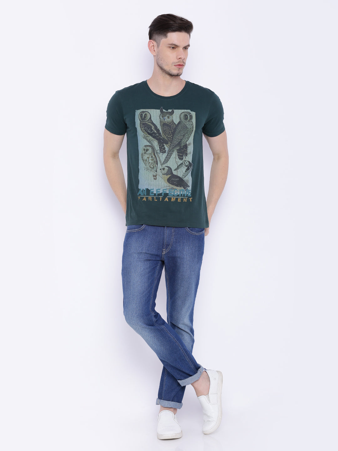 Wolfpack Men Green Printed T-Shirt Wolfpack