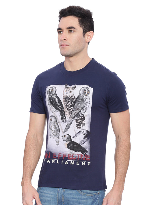 Wolfpack Men Navy Blue Printed T-Shirt Wolfpack