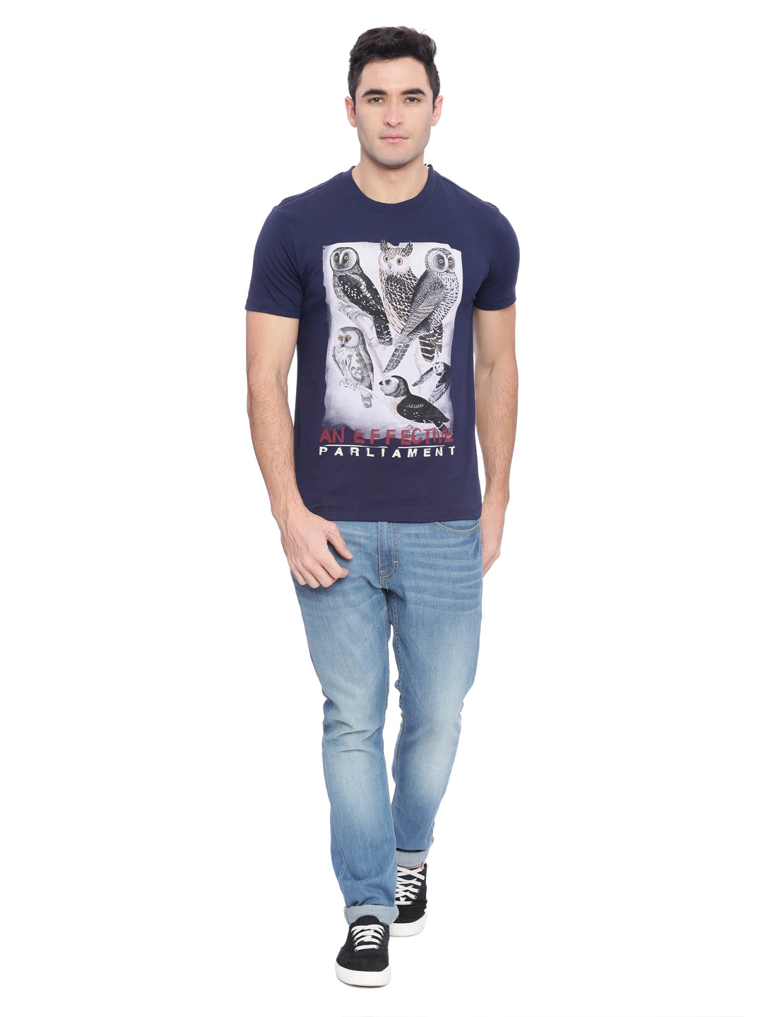 Wolfpack Men Navy Blue Printed T-Shirt Wolfpack