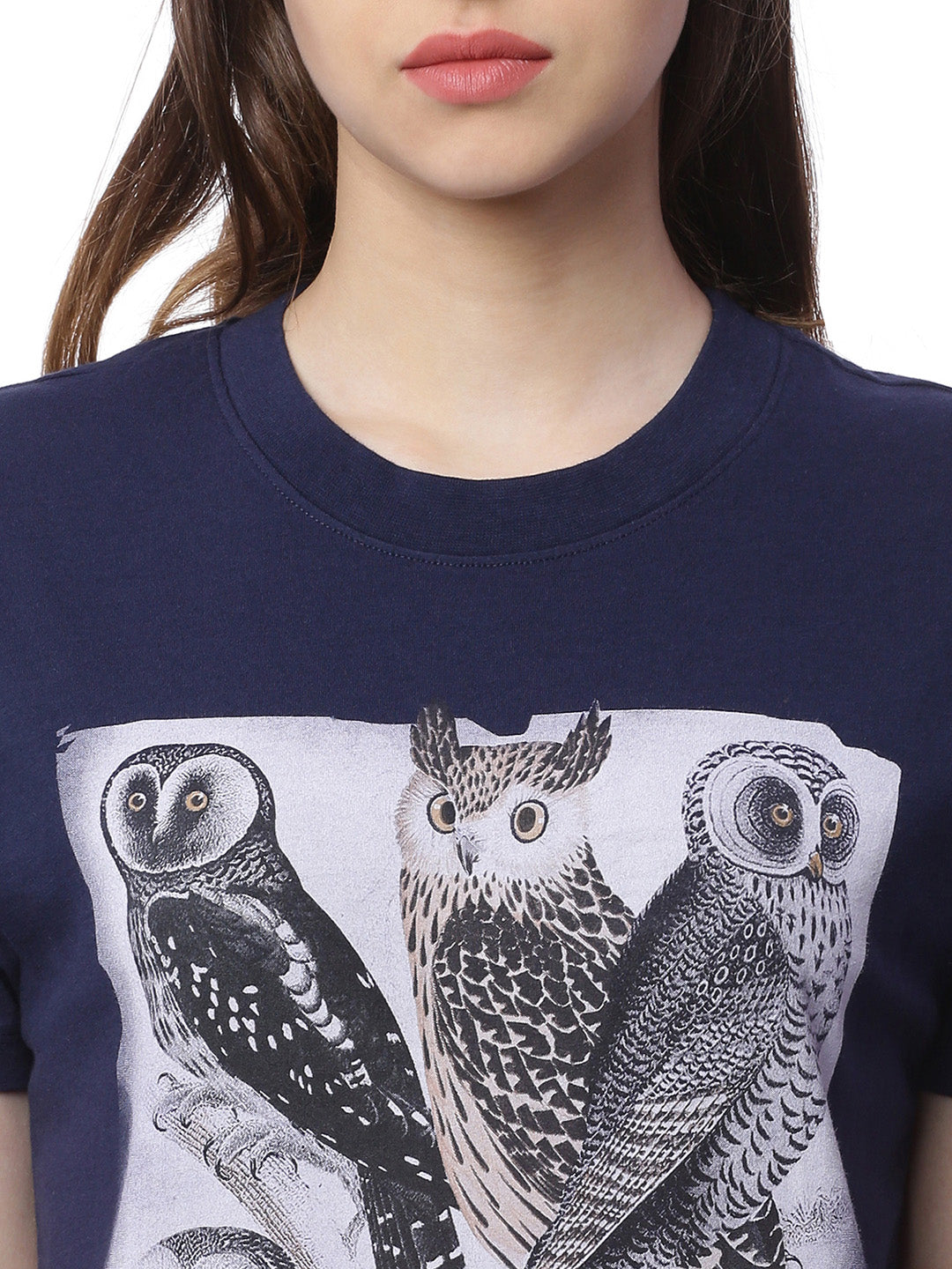 Wolfpack Women Navy Blue Printed T-Shirt Wolfpack