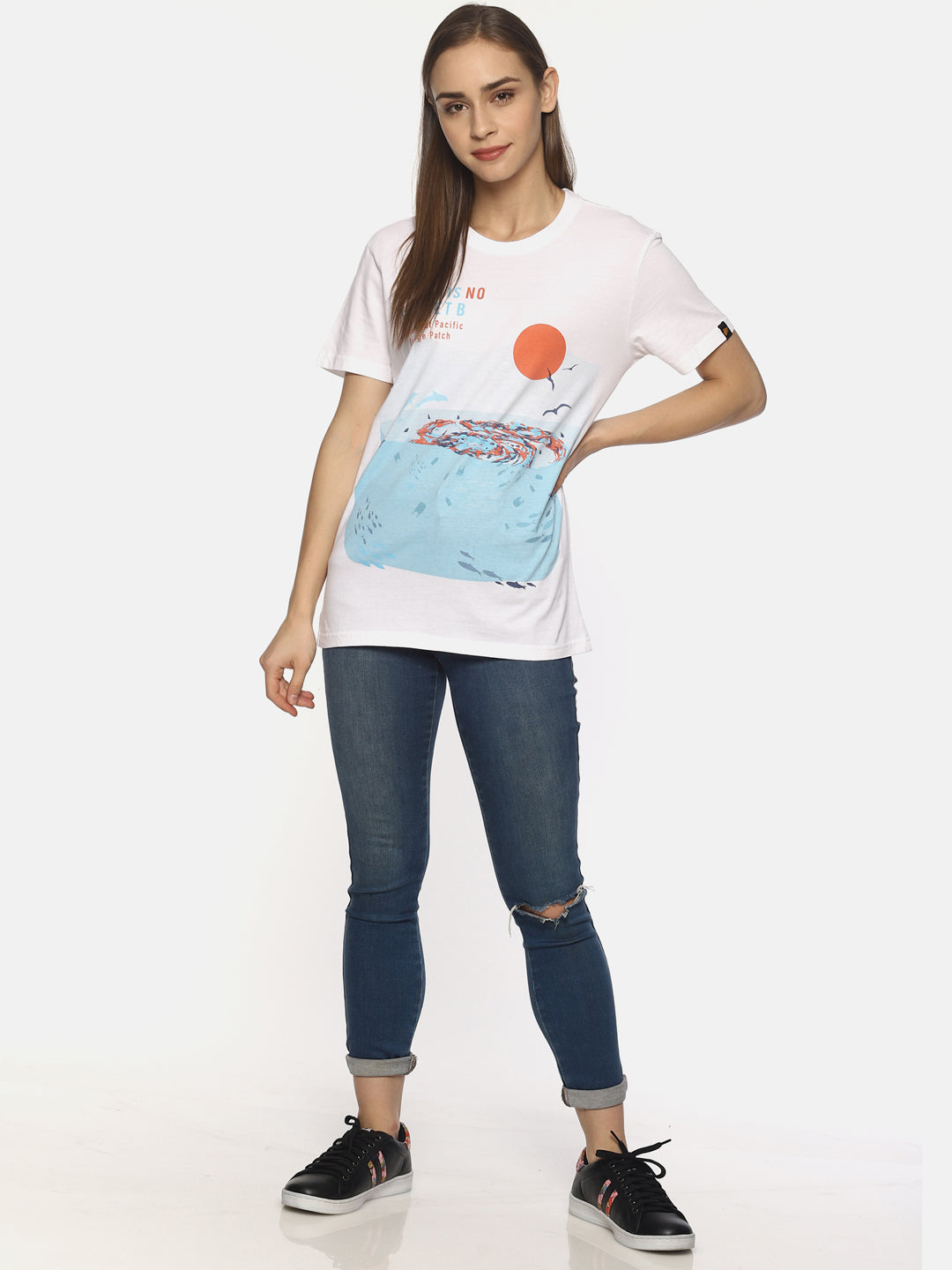 Wolfpack Women Pacific Garbage White Printed T-Shirt Wolfpack