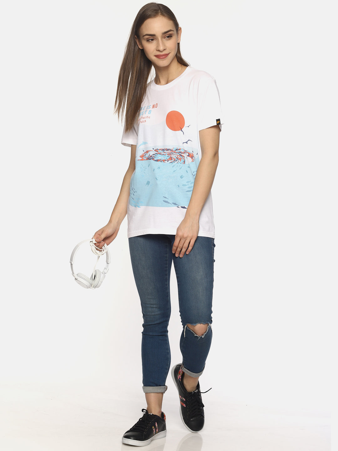 Wolfpack Women Pacific Garbage White Printed T-Shirt Wolfpack