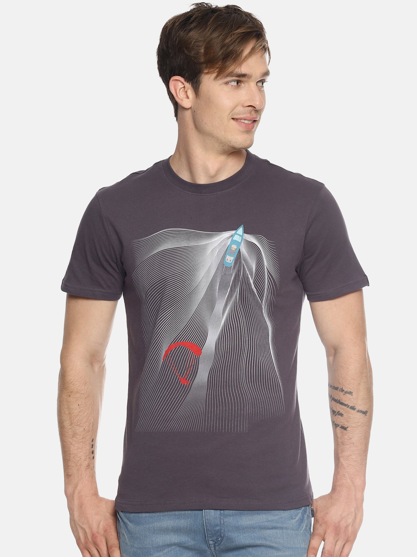Wolfpack Men Dark Grey Printed T-Shirt Wolfpack