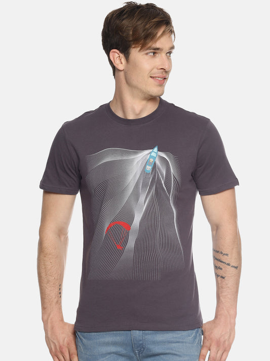 Wolfpack Men Dark Grey Printed T-Shirt Wolfpack