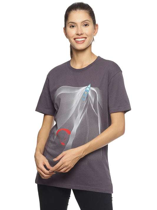 Wolfpack Women Dark Grey Parasailing Printed T-Shirt Wolfpack