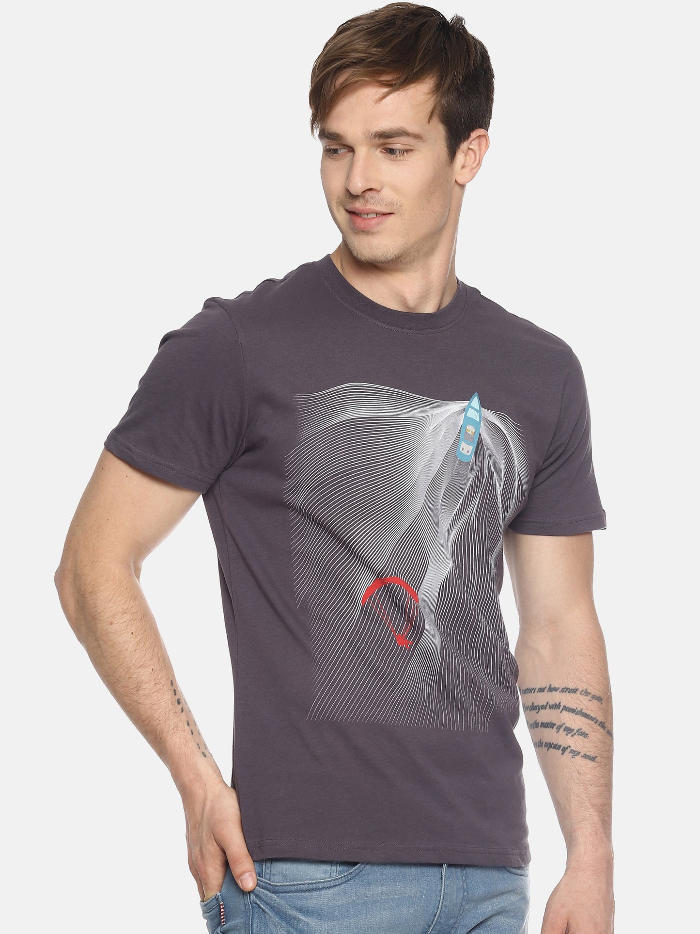 Wolfpack Men Dark Grey Printed T-Shirt Wolfpack