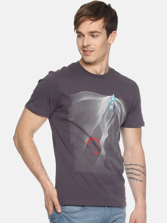 Wolfpack Men Dark Grey Printed T-Shirt Wolfpack