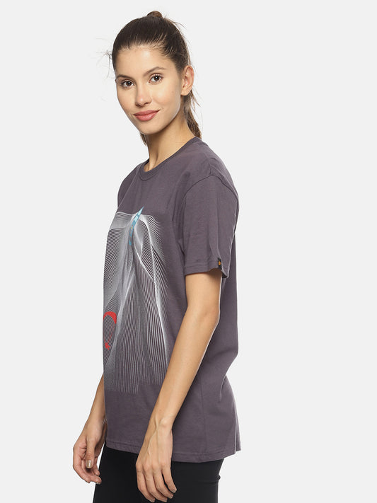 Wolfpack Women Dark Grey Parasailing Printed T-Shirt Wolfpack