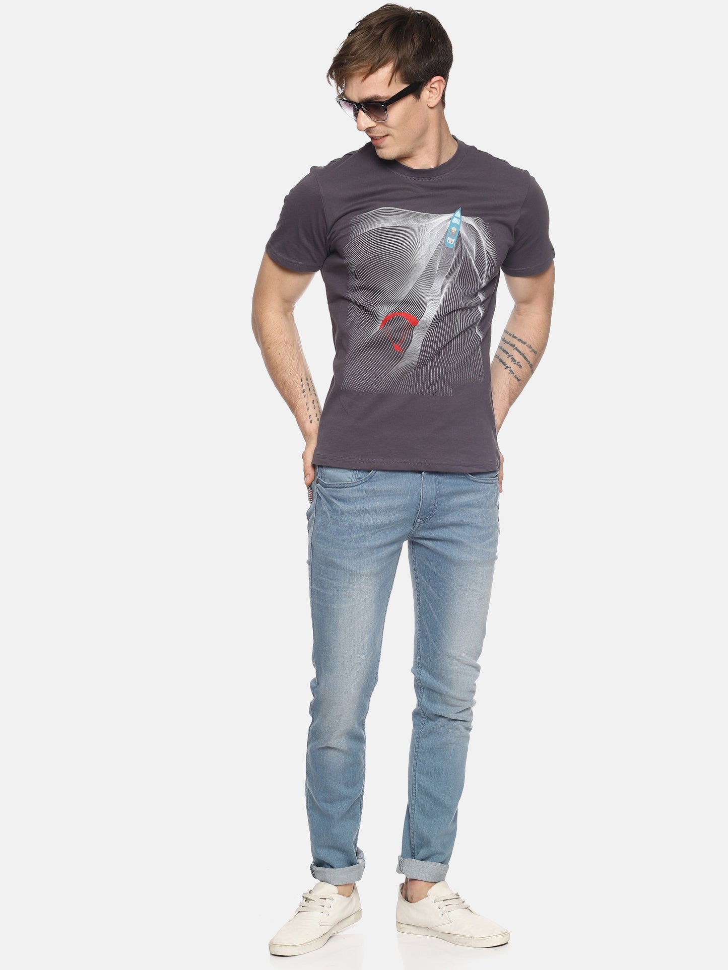 Wolfpack Men Dark Grey Printed T-Shirt Wolfpack